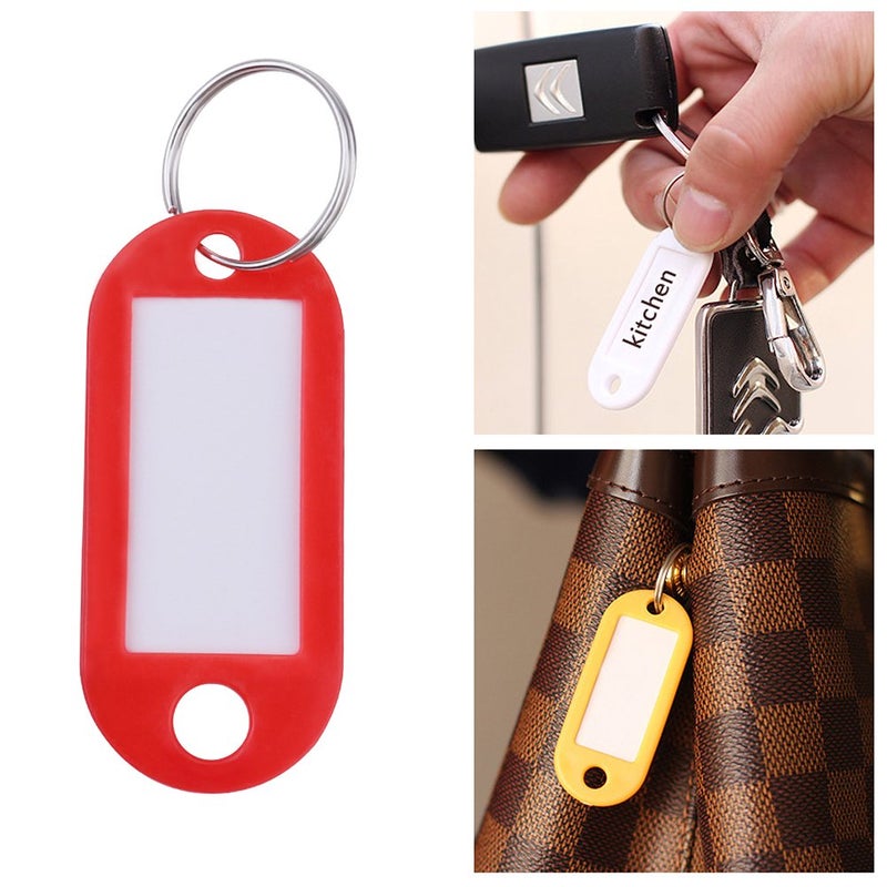 Lind Kitchen 40pcs Key Ring Label Tags Mixed Color Plastic Keys Holder and Identifier Name Number Address Information Label Card for Keys ID 5x2.2cm - Image 3
